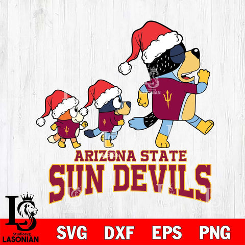 Arizona State Sun Devils Bluey Family Christmas Svg Eps Dxf Png File, Digital Download