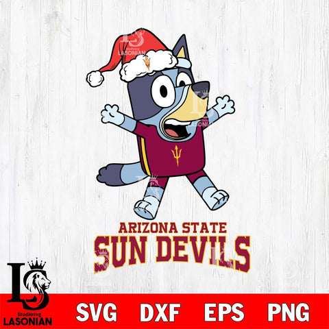 Arizona State Sun Devils Bluey Happy Christmas Svg Eps Dxf Png File, Digital Download