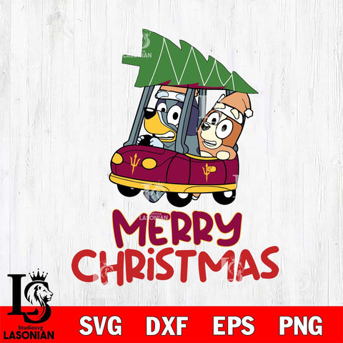 Arizona State Sun Devils Bluey Merry Christmas Svg Eps Dxf Png File, Digital Download
