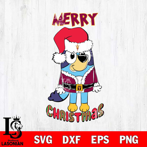Arizona State Sun Devils Bluey Merry Christmas Bluey Santa Claus Svg Eps Dxf Png File, Digital Download