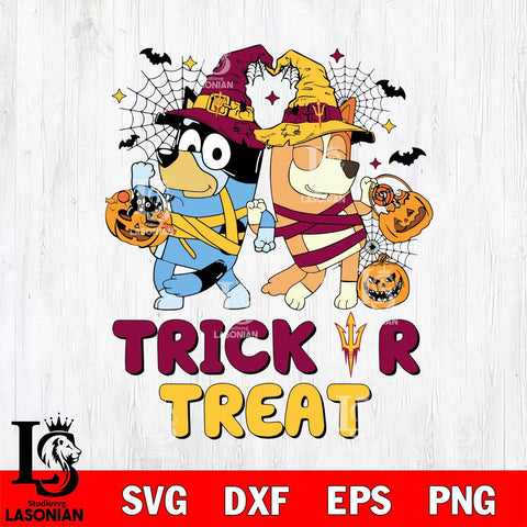 Arizona State Sun Devils Bluey Trick or Treat Halloween 2 Svg Eps Dxf Png File, Digital Download, Instant Download