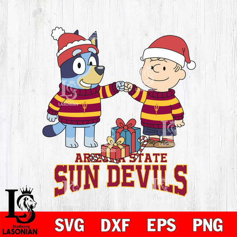 Arizona State Sun Devils Bluey With Charlie Brown Christmas File Cut, NCAA SVG DXF EPS PNG FILE, Digital Download,Instant Download, Silhouette