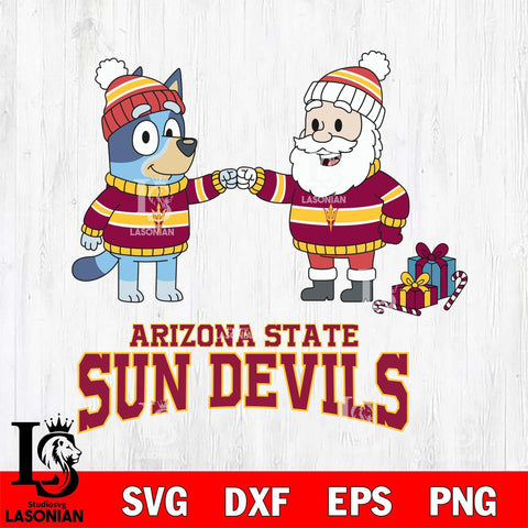 Arizona State Sun Devils Bluey With Satan Christmas File Cut, NCAA SVG DXF EPS PNG FILE, Digital Download,Instant Download, Silhouette