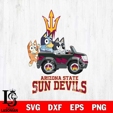 Arizona State Sun Devils Bluey friends car Svg Eps Dxf Png File, NCAA svg, Digital Download, Instant Download