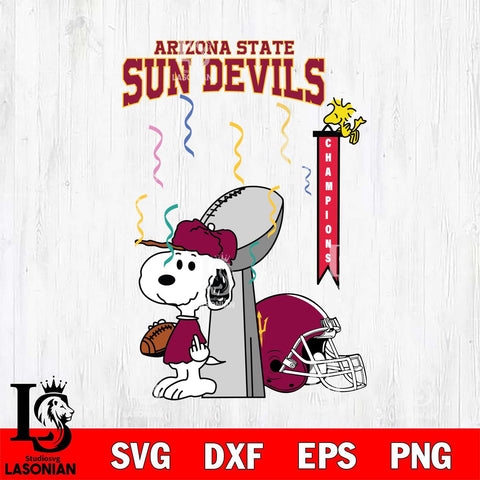 Arizona State Sun Devils Charlie Brown and Snoopy Super Bowl Svg Eps Dxf Png File, NCAA svg , Digital Download , Instant Download, Cricut File