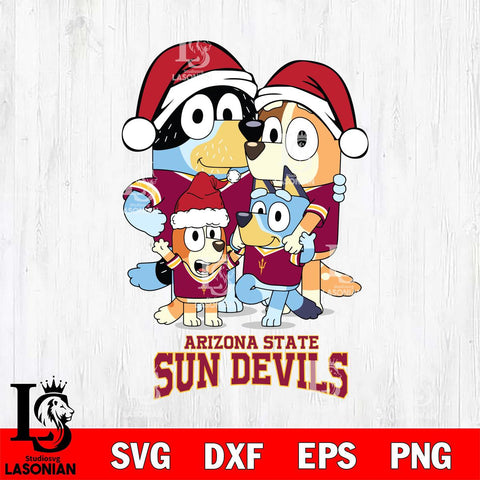 Arizona State Sun Devils Christmas Bluey Family Sport Cut Files,Bluey Cricut,Christmas Svg , Bluey svg , Digital Download, dxf eps png pdf file