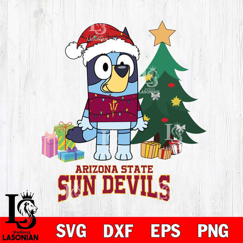 Arizona State Sun Devils Christmas Bluey Tree Sport Cut Files,Bluey Cricut,Christmas Svg , Bluey svg , Digital Download, dxf eps png pdf file