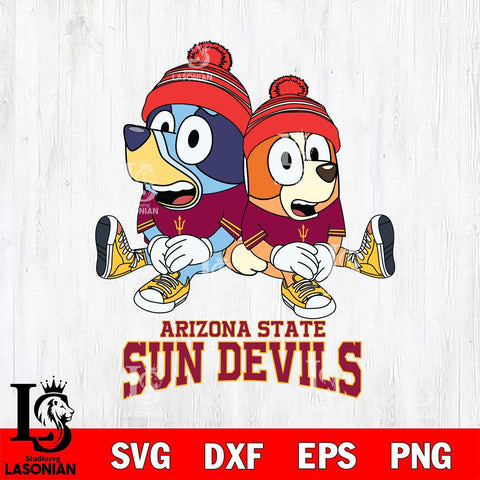Arizona State Sun Devils Christmas Bluey & Bingo Sit Cut Files,Bluey Cricut,Christmas Svg , Bluey svg , Digital Download, dxf eps png pdf file