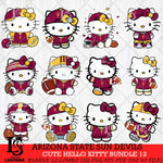 Arizona State Sun Devils Cute Hello Kitty Bundle 12 SVG Eps Dxf Png File, NCAA Bundle svg, Digital Download, Instant Download