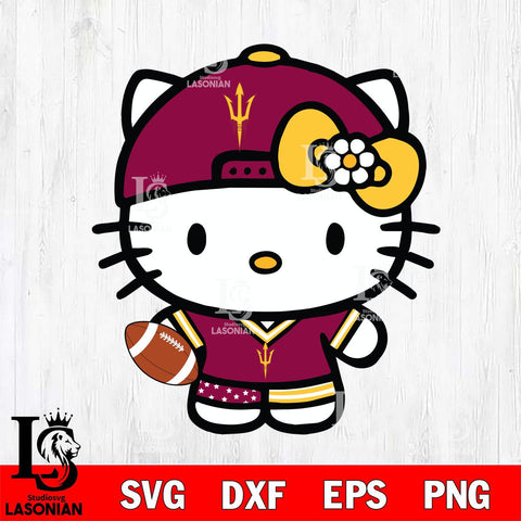 Arizona State Sun Devils Cute Hello Kitty Football 10 Svg Eps Dxf Png File, NCAA svg, Digital Download, Instant Download