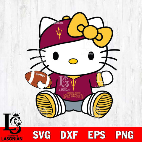 Arizona State Sun Devils Cute Hello Kitty Football 11 Svg Eps Dxf Png File, NCAA svg, Digital Download, Instant Download