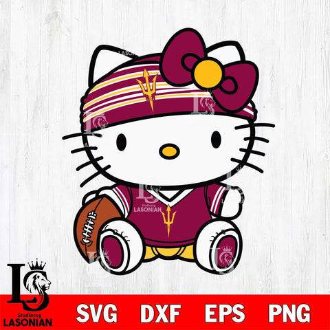 Arizona State Sun Devils Cute Hello Kitty Football 12 Svg Eps Dxf Png File, NCAA svg, Digital Download, Instant Download