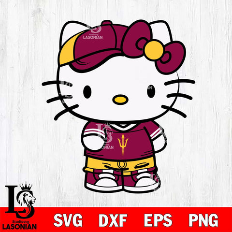 Arizona State Sun Devils Cute Hello Kitty Football 2 Svg Eps Dxf Png File, NCAA svg, Digital Download, Instant Download