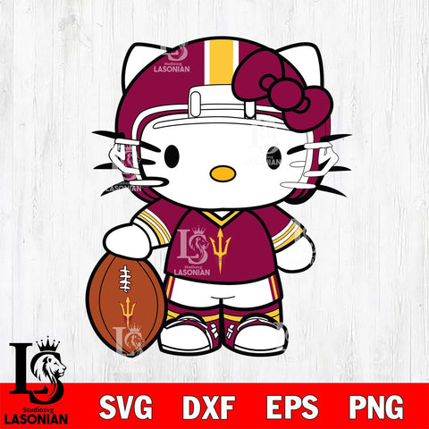 Arizona State Sun Devils Cute Hello Kitty Football 3 Svg Eps Dxf Png File, NCAA svg, Digital Download, Instant Download