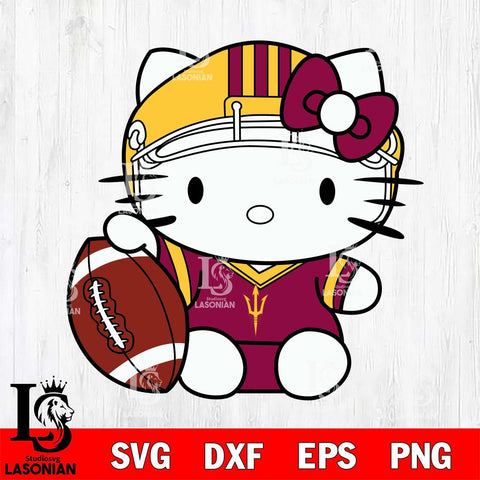 Arizona State Sun Devils Cute Hello Kitty Football 5 Svg Eps Dxf Png File, NCAA svg, Digital Download, Instant Download