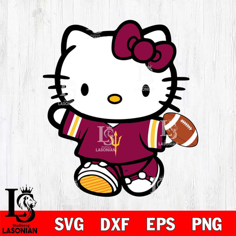 Arizona State Sun Devils Cute Hello Kitty Football 7 Svg Eps Dxf Png File, NCAA svg, Digital Download, Instant Download