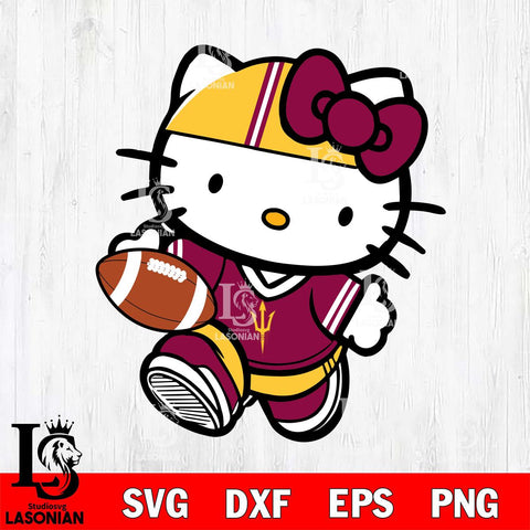 Arizona State Sun Devils Cute Hello Kitty Football 9 Svg Eps Dxf Png File, NCAA svg, Digital Download, Instant Download
