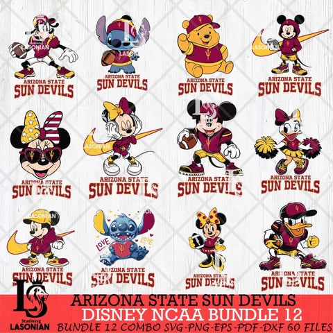 Arizona State Sun Devils Disney NCAA Bundle Svg PNG 12 Svg Eps Dxf Png File, Digital Download