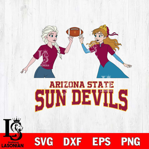 Arizona State Sun Devils Elsa & Anna Football Cricut,Christmas SVG DXF EPS PNG FILE, NCAA Digital Download,Instant Download, Silhouette