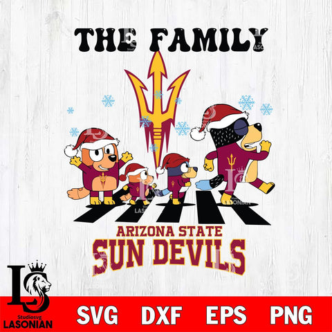 Arizona State Sun Devils Family Bluey Christmas Svg Eps Dxf Png File, Digital Download