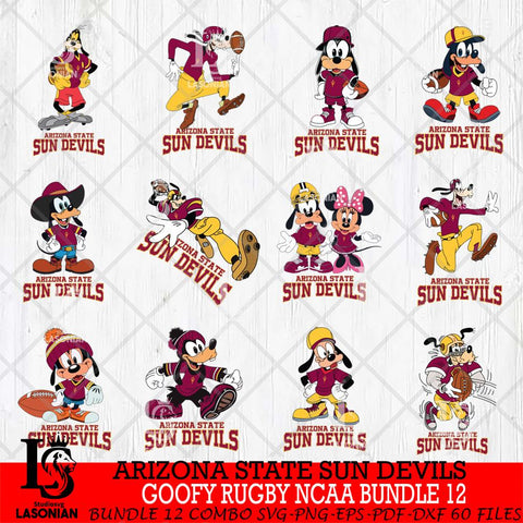 Arizona State Sun Devils Goofy Rugby Disney NCAA Bundle 12 SVG DXF EPS PNG FILE,NCAA bundle svg ,Football Digital Download,Instant Download, Silhouette