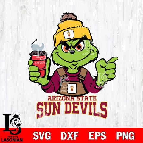 Arizona State Sun Devils Grinch with coffee Svg Eps Dxf Png File, Digital Download, Instant Download