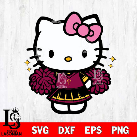 Arizona State Sun Devils Hello Kitty Cheerleader Svg Eps Dxf Png File, Digital Download, Instant Download