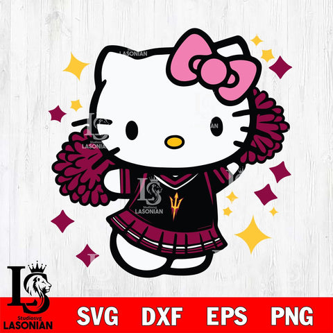 Arizona State Sun Devils Hello Kitty Cheerleader 4 Svg Eps Dxf Png File, Digital Download, Instant Download