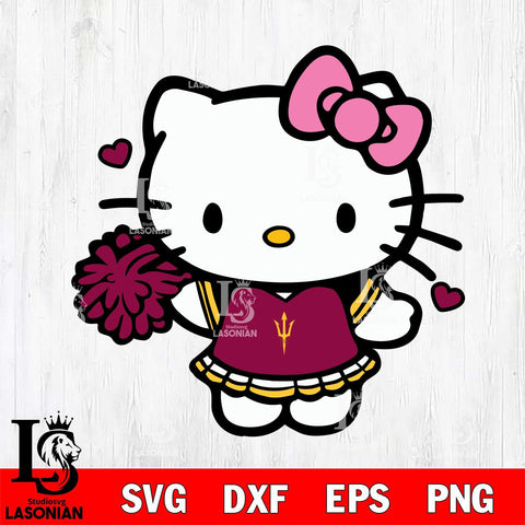 Arizona State Sun Devils Hello Kitty Cheerleader 6 Svg Eps Dxf Png File, Digital Download, Instant Download