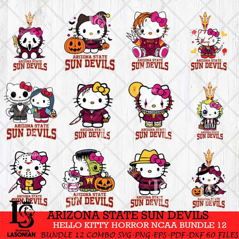 Arizona State Sun Devils Hello Kitty Horror NCAA Bundle 12 SVG Svg Eps Dxf Png File, Digital Download