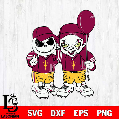 Arizona State Sun Devils Jack Skellington And Pennywise Football Svg Eps Dxf Png File, NCAA svg, Digital Download, Instant Download