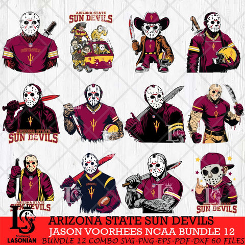 Arizona State Sun Devils Jason Voorhees Horror Bundle 12 SVG Eps Dxf Png File, bundle NCAA svg, Digital Download, Instant Download