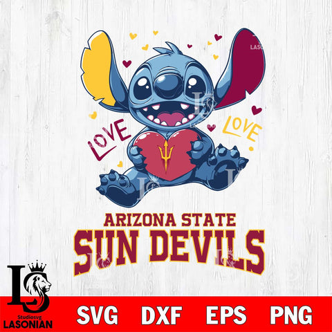 Arizona State Sun Devils Love Stitch, Svg Eps Dxf Png File, Digital Download
