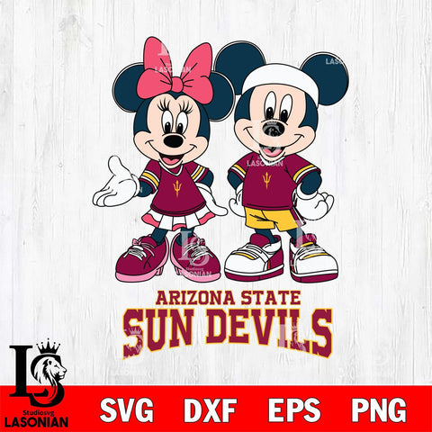 Arizona State Sun Devils Mickey And Minnie Football Svg Eps Dxf Png File, NCAA svg , Digital Download , Instant Download, Cricut File