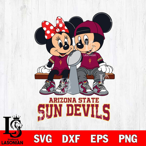 Arizona State Sun Devils Mickey And Minnie Football Champions Svg Eps Dxf Png File, NCAA svg , Digital Download , Instant Download, Cricut File