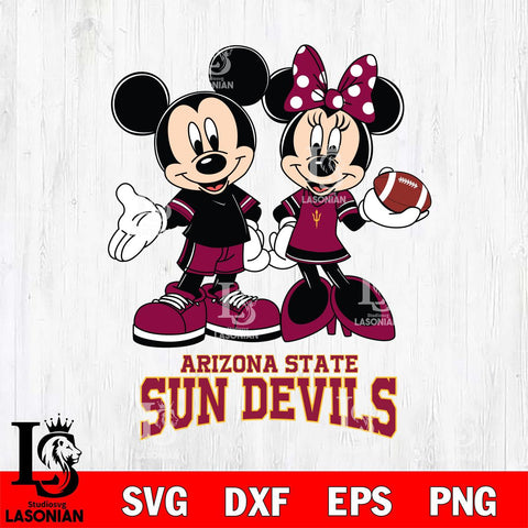 Arizona State Sun Devils Mickey Minnie Football Svg Eps Dxf Png File, NCAA svg , Digital Download , Instant Download, Cricut File