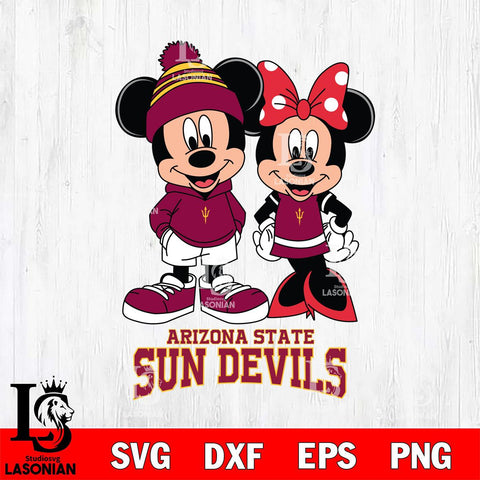 Arizona State Sun Devils Mickey Minnie Mouse Cute Football Svg Eps Dxf Png File, NCAA svg , File Cut , Digital Download , Instant Download, Cut Svg Files