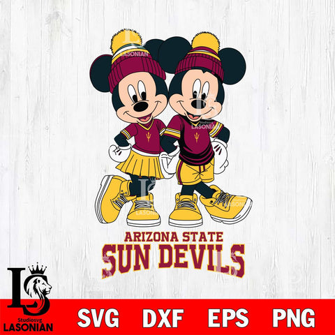 Arizona State Sun Devils Mickey Minnie Valentine Football Svg Eps Dxf Png File, NCAA svg , Digital Download , Instant Download, Cricut File
