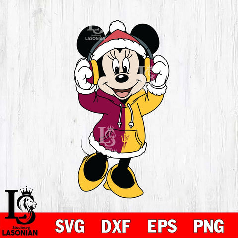 Arizona State Sun Devils Minnie Mouse Disney Football Christmas File Cut, NCAA SVG DXF EPS PNG FILE, Digital Download , Criucut , Silhouette
