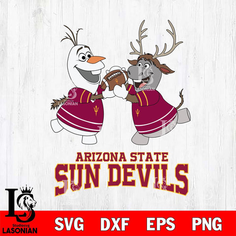 Arizona State Sun Devils Olaf & Sven Football Cricut,Christmas SVG DXF EPS PNG FILE, NCAA Digital Download,Instant Download, Silhouette