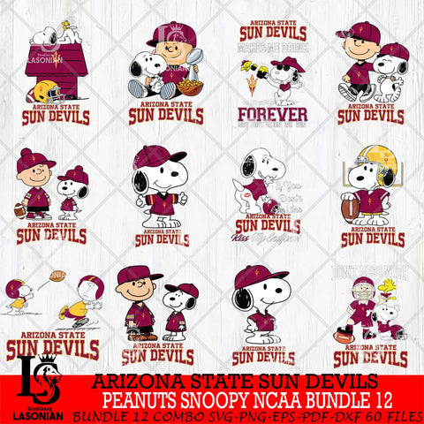 Arizona State Sun Devils Peanuts Snoopy Player NCAA Bundle 12 SVG DXF EPS PNG FILE,Snoopy File Cut, bundle NCAA Digital Download,Instant Download, Silhouette