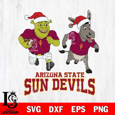 Arizona State Sun Devils Shrek and Donkey Football Cricut,Christmas SVG DXF EPS PNG FILE, NCAA Digital Download,Instant Download, Silhouette