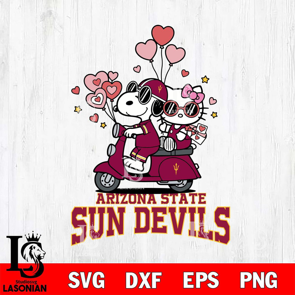 Arizona State Sun Devils Snoopy and Hello Kitty Valentine File Cut ...