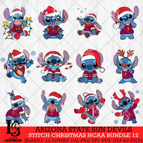 Arizona State Sun Devils Stitch Christmas NCAA Bundle 12 Svg Eps Dxf Png File, Digital Download, Instant Download
