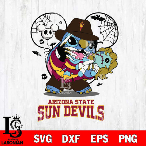 Arizona State Sun Devils Stitch Freddy Krueger Halloween Svg Eps Dxf Png File, Digital Download, Instant Download