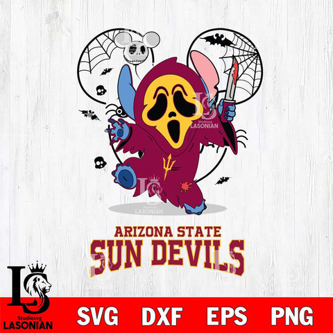 Arizona State Sun Devils Stitch Ghost Face Halloween 2 Svg Eps Dxf Png File, Digital Download, Instant Download