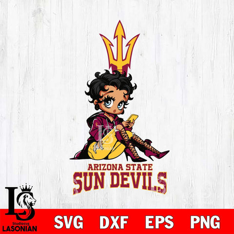 Arizona State Sun Devils Style Black Fan Girl Betty Boop, Svg Eps Dxf Png File, Digital Download