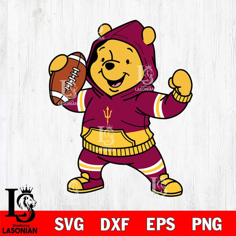 Arizona State Sun Devils Winnie The Pooh Disney Football Christmas File Cut, NCAA SVG DXF EPS PNG FILE, Digital Download , Criucut , Silhouette