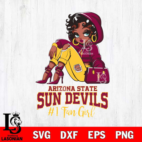Arizona State Sun Devils #1 beauty Black Fan Girl, Svg Eps Dxf Png File, Digital Download