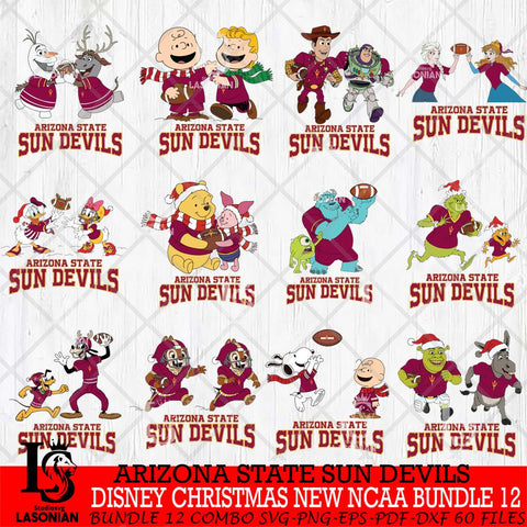 Arizona State Sun Devils  Disney Christmas New NCAA Bundle 12 Cricut,Christmas SVG DXF EPS PNG FILE, BUNDLE NCAA Digital Download,Instant Download, Silhouette